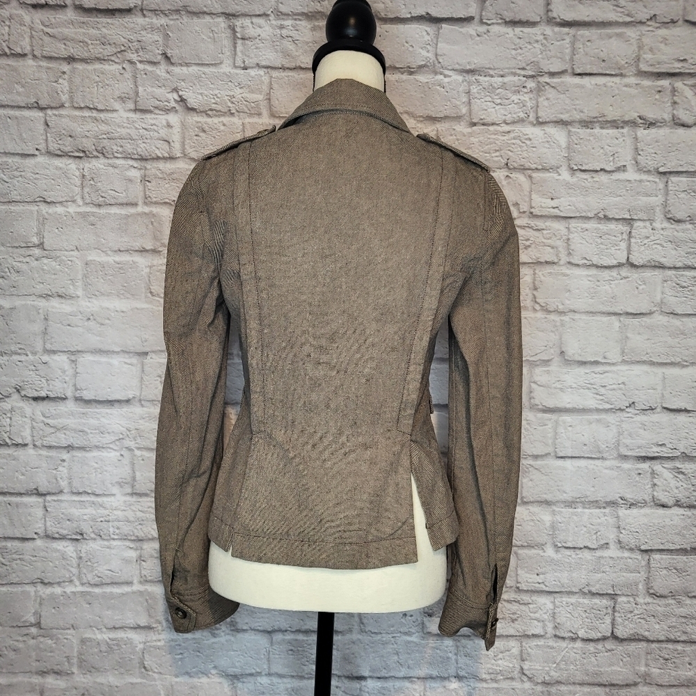Theory womens tan brown button front 4 pocket pleated back detail blazer size 4 - Picture 7 of 14